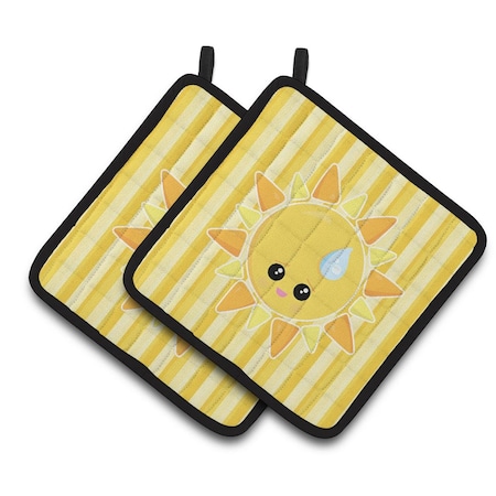 Carolines Treasures Weather Sun Sprinkle Face Pair of Pot Holders BB7150PTHD